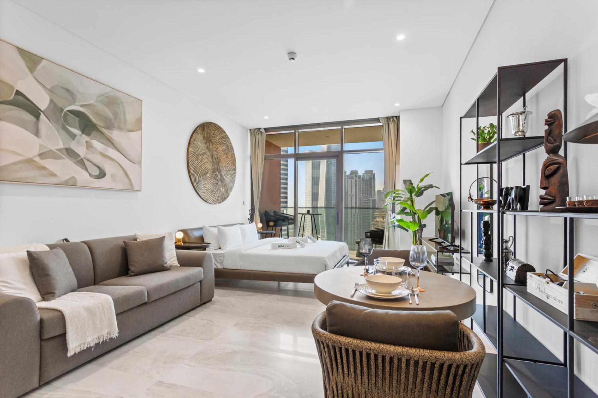 Designer W Burj Khalifa View In Peninsula Apartment Dubai
